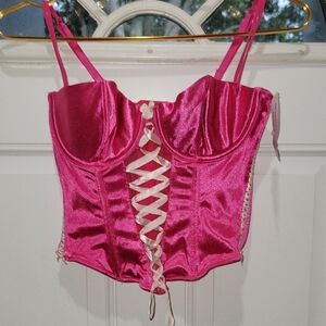 Native Fuchsia Satin Bustier Top Size 36B